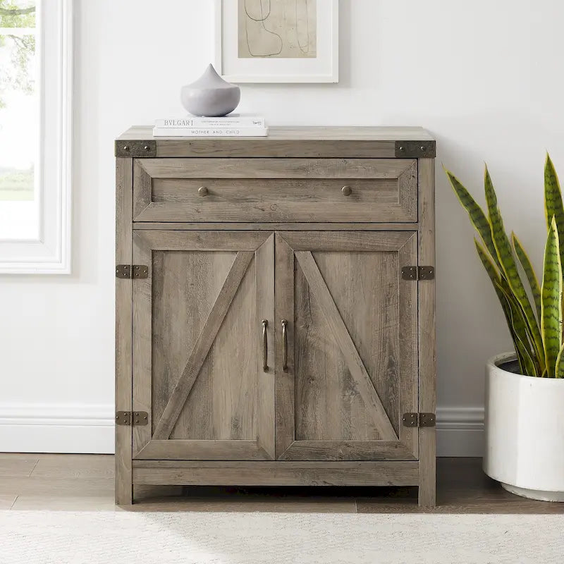 Meuble d'appoint rustique avec porte de grange