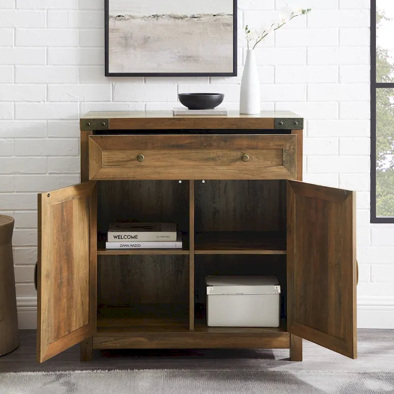 Meuble d'appoint rustique avec porte de grange