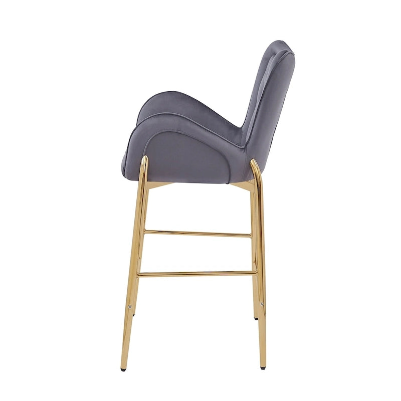 Tabouret de comptoir moderne en velours rembourré avec cadre en métal
