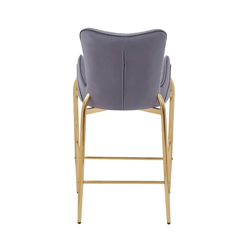 Tabouret de comptoir moderne en velours rembourré avec cadre en métal