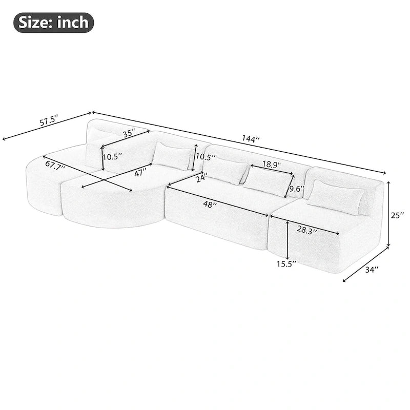 Canapé modulaire rembourré