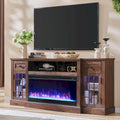 Meuble TV cheminée de style ferme, centre de divertissement