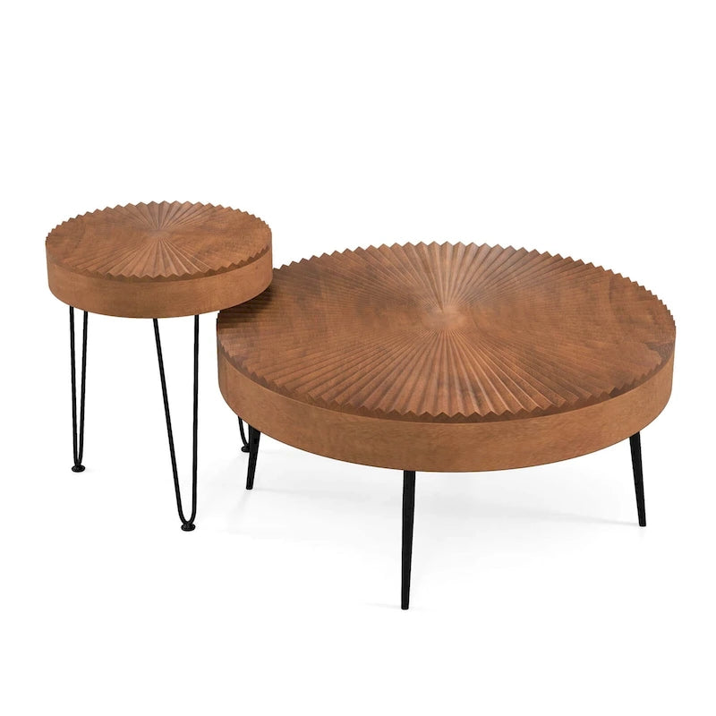 Table basse ronde de style rustique