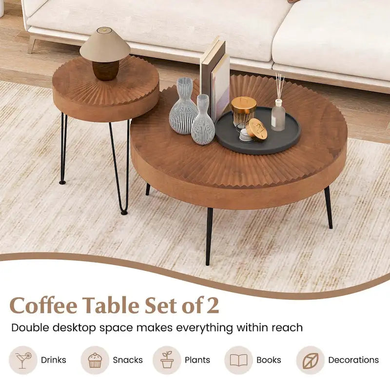 Table basse ronde de style rustique