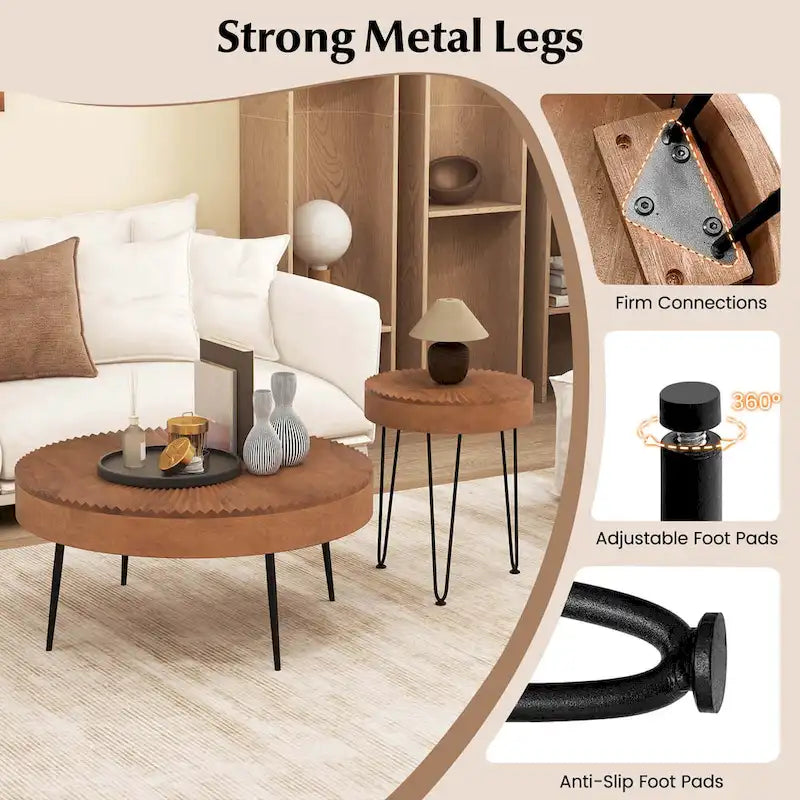 Table basse ronde de style rustique