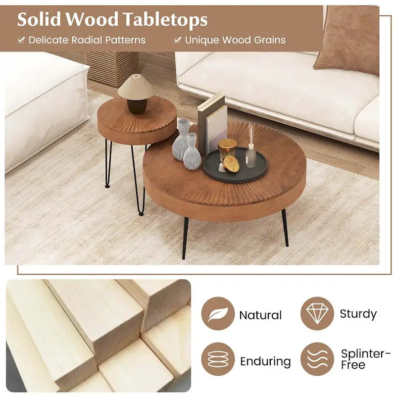 Table basse ronde de style rustique