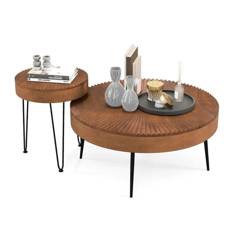 Table basse ronde de style rustique