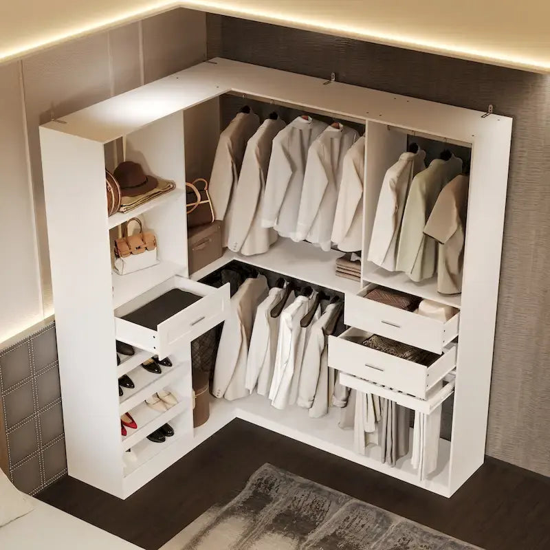 Armoires d'angle avec rangement pour pantalons et chaussures