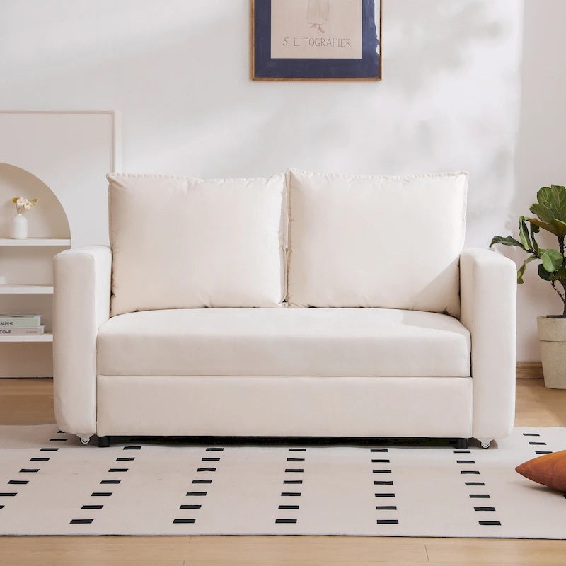 Canapé-lit avec lit gigogne, canapé futon avec accoudoirs réglables