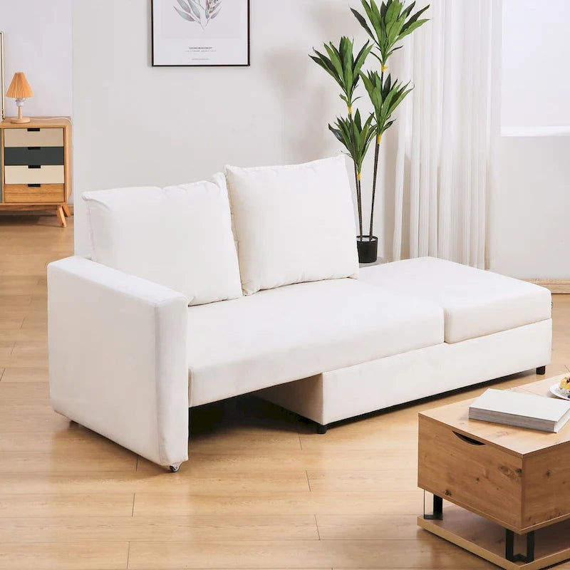 Canapé-lit avec lit gigogne, canapé futon avec accoudoirs réglables