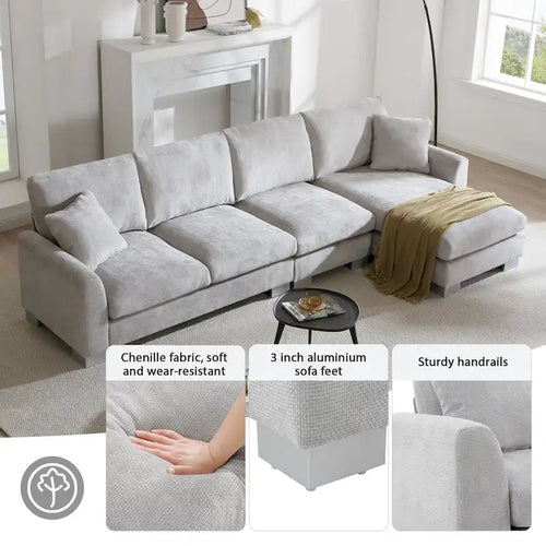 Canapé d'angle en chenille avec méridienne