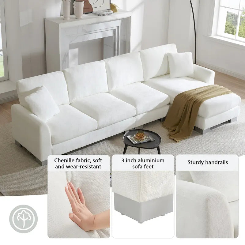 Canapé d'angle en chenille avec méridienne