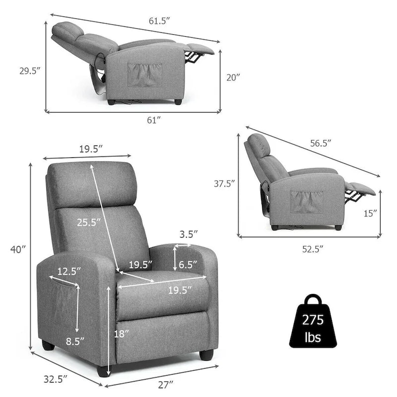 Fauteuil Inclinable de Massage Fauteuil Simple Rembourré avec Repose-pieds