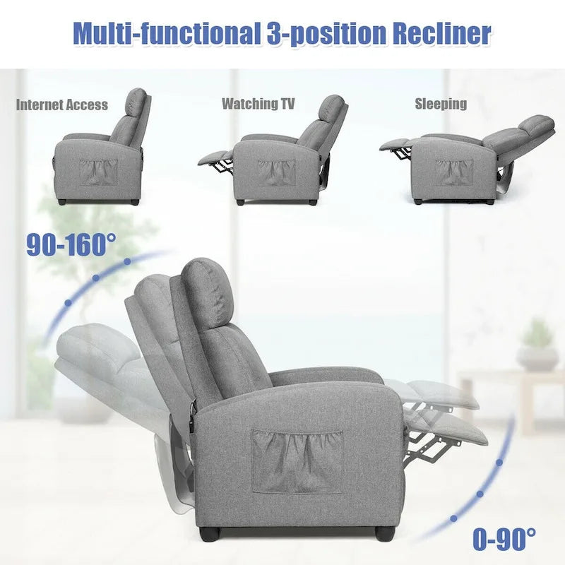 Fauteuil Inclinable de Massage Fauteuil Simple Rembourré avec Repose-pieds