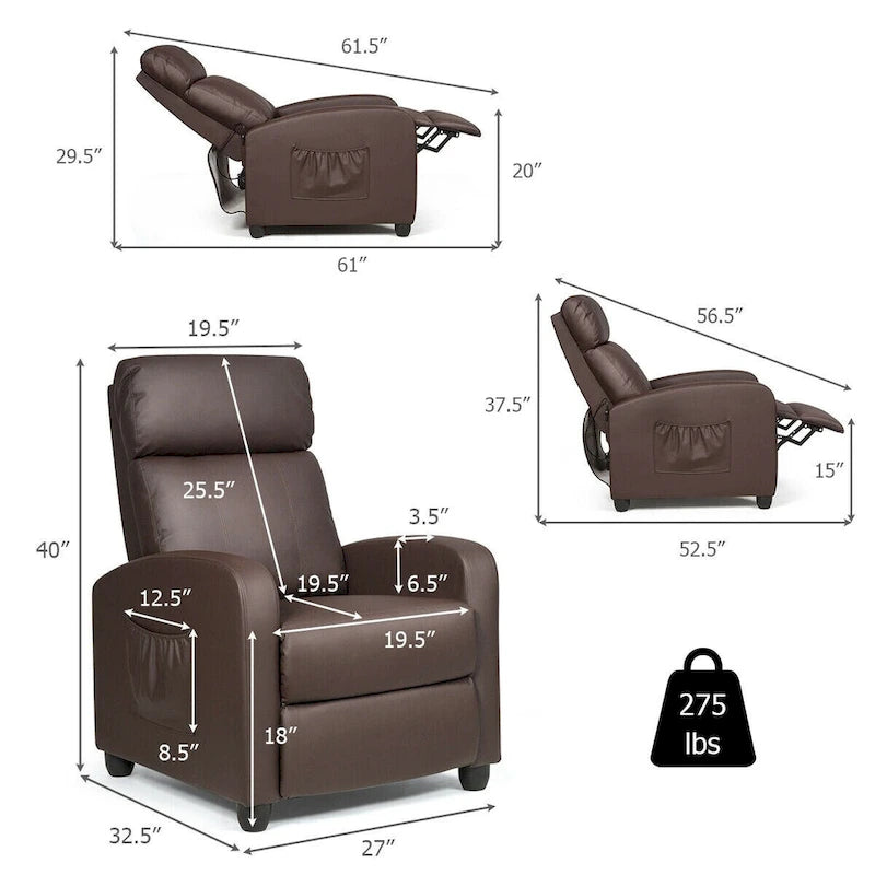 Fauteuil Inclinable de Massage Fauteuil Simple Rembourré avec Repose-pieds
