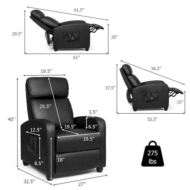 Fauteuil Inclinable de Massage Fauteuil Simple Rembourré avec Repose-pieds