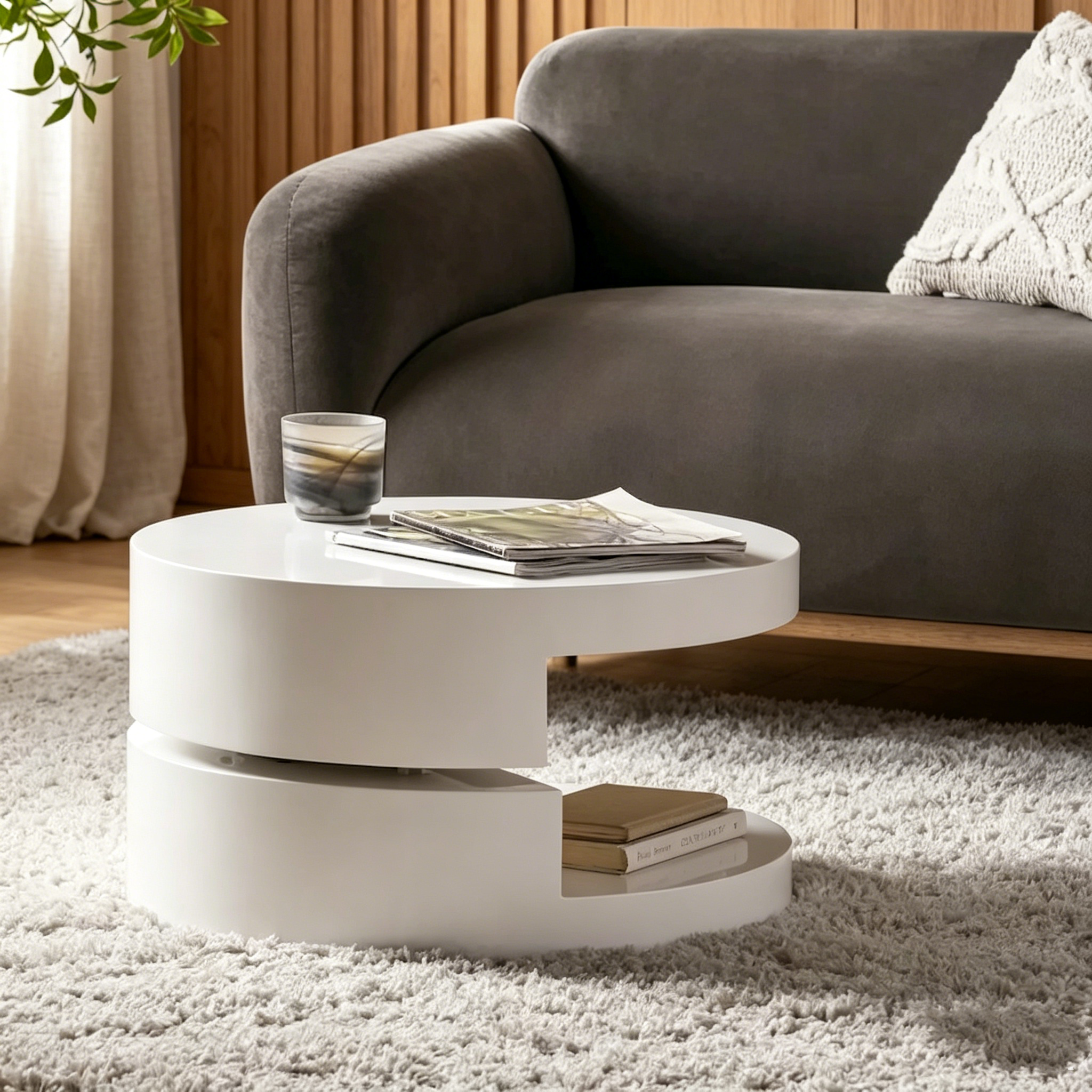 Petite table basse circulaire rotative Mod