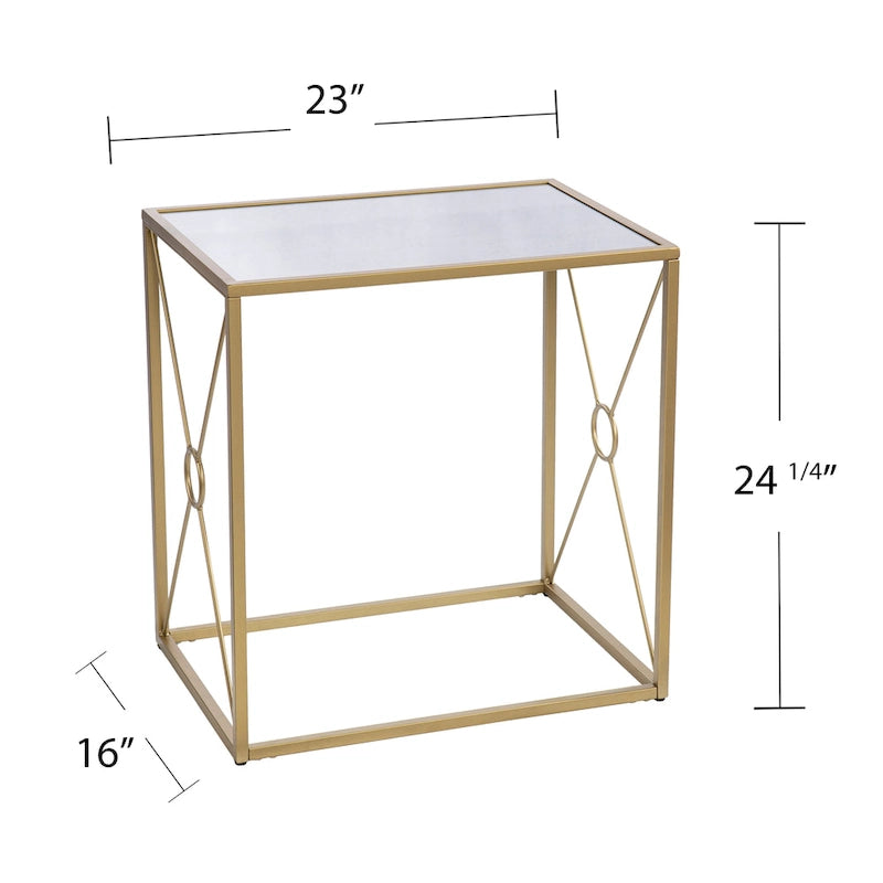 Table d'appoint en métal doré, style transitionnel