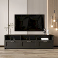 Meuble TV moderne minimaliste noir avec 3 tiroirs de rangement
