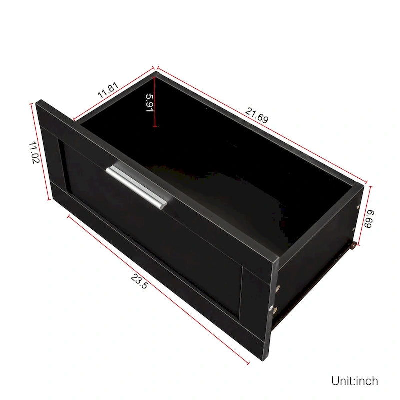 Meuble TV moderne minimaliste noir avec 3 tiroirs de rangement