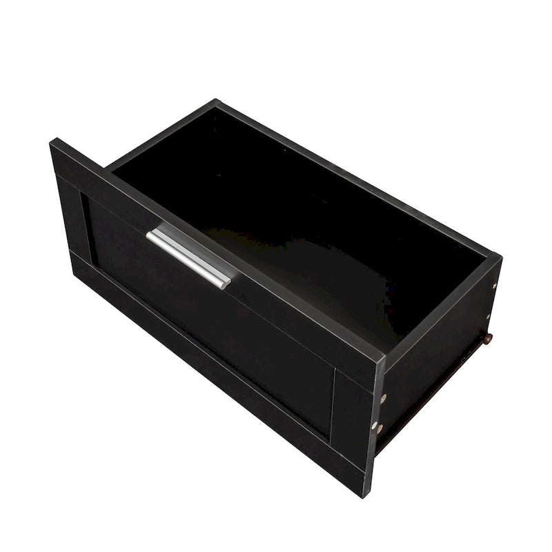 Meuble TV moderne minimaliste noir avec 3 tiroirs de rangement