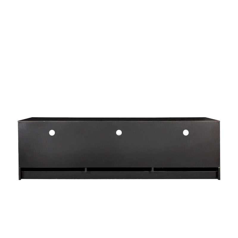 Meuble TV moderne minimaliste noir avec 3 tiroirs de rangement