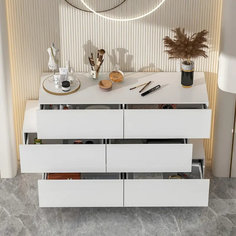 Commode à six tiroirs ultra-brillante
