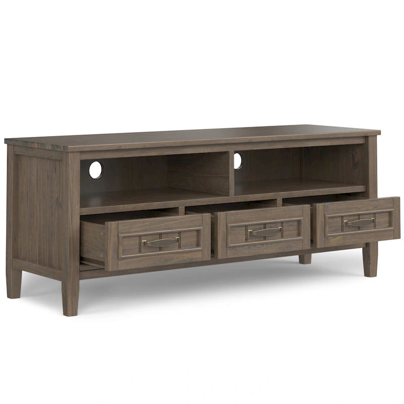 Meuble TV moderne en bois massif, brun fumé