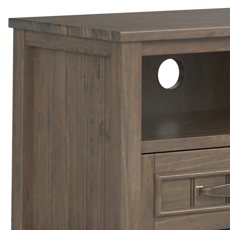 Meuble TV moderne en bois massif, brun fumé