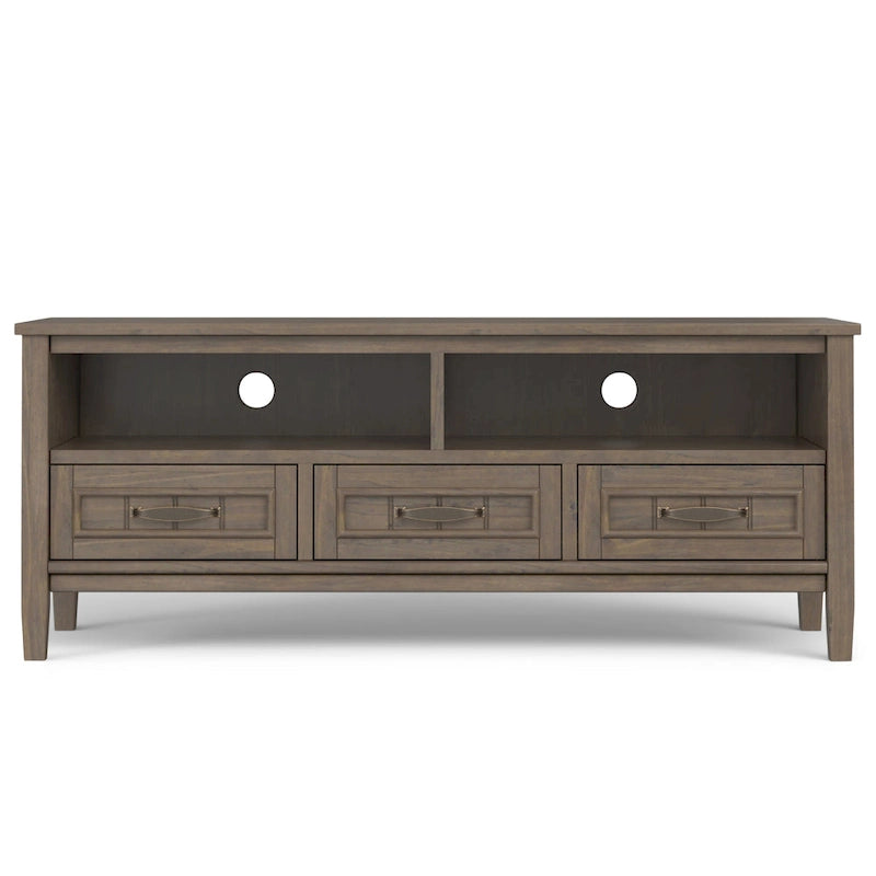 Meuble TV moderne en bois massif, brun fumé