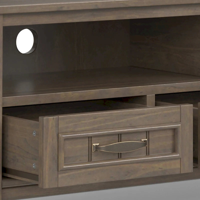 Meuble TV moderne en bois massif, brun fumé