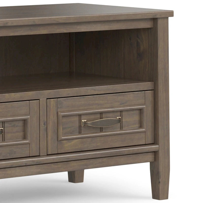 Meuble TV moderne en bois massif, brun fumé