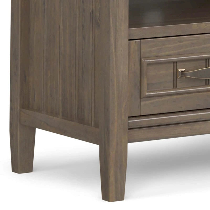 Meuble TV moderne en bois massif, brun fumé