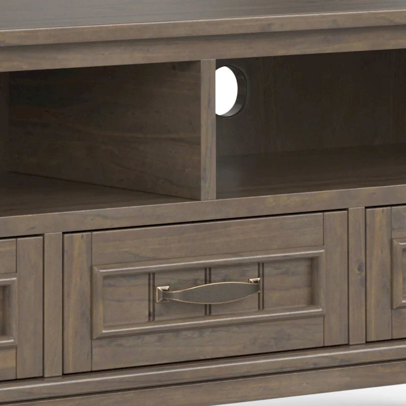 Meuble TV moderne en bois massif, brun fumé