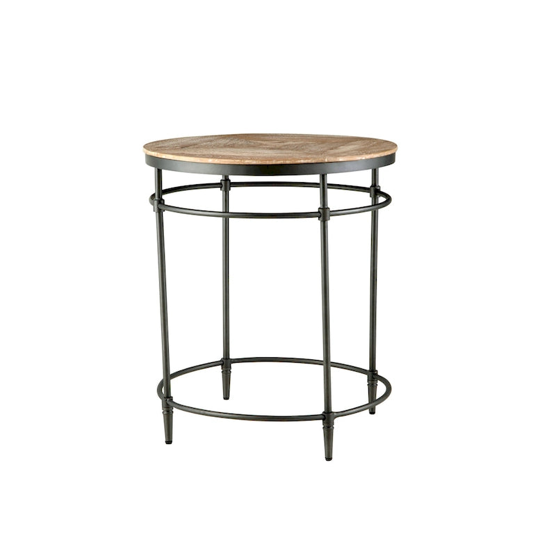 Table d'appoint ronde en bois massif et métal