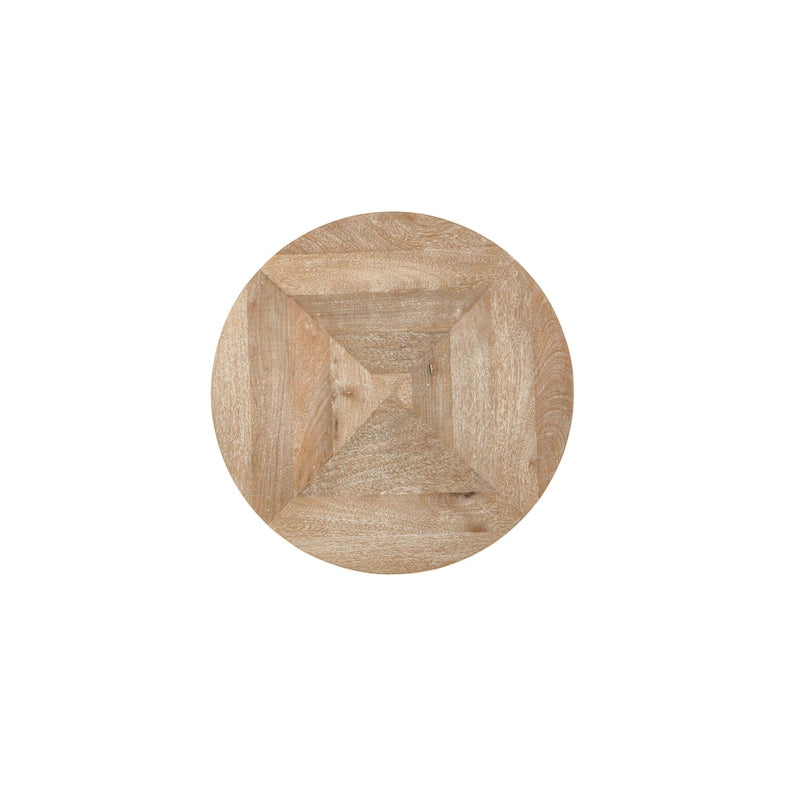 Table d'appoint ronde en bois massif et métal