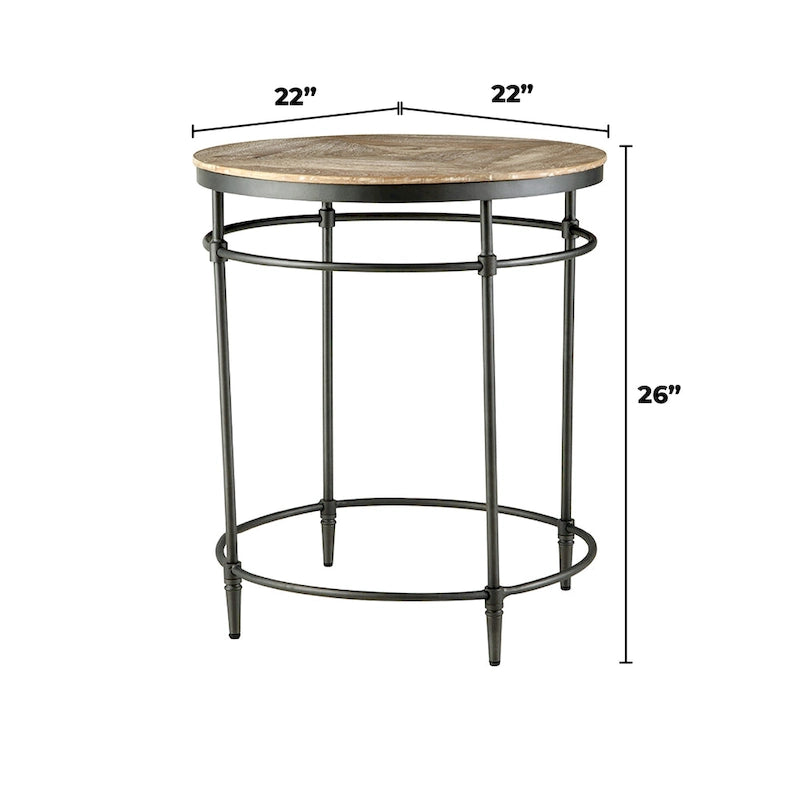Table d'appoint ronde en bois massif et métal