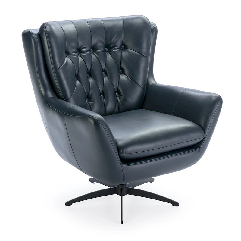 Fauteuil pivotant capitonné en similicuir
