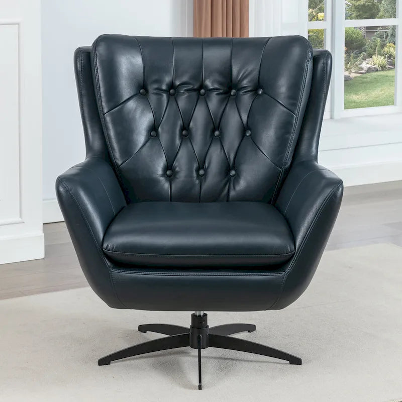Fauteuil pivotant capitonné en similicuir