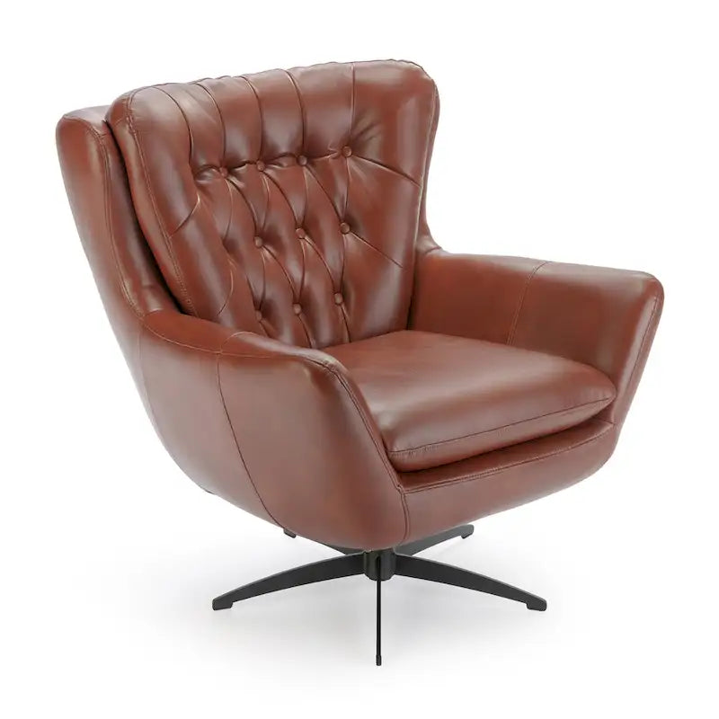 Fauteuil pivotant capitonné en similicuir