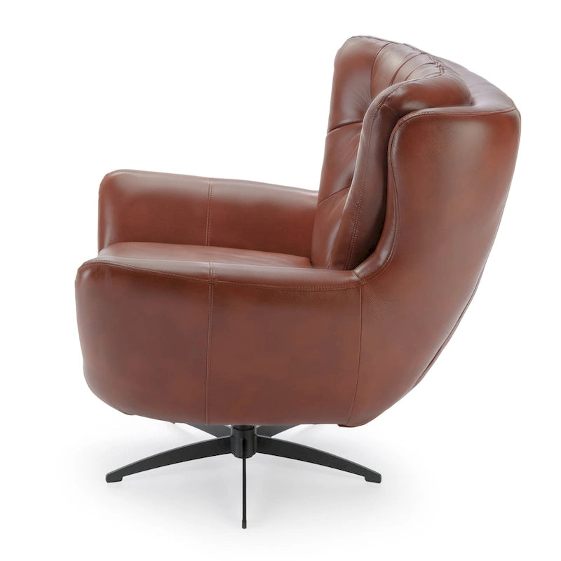 Fauteuil pivotant capitonné en similicuir