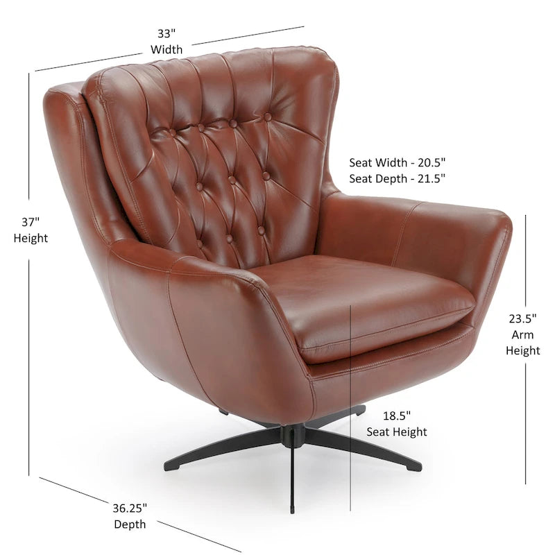 Fauteuil pivotant capitonné en similicuir