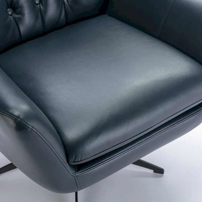 Fauteuil pivotant capitonné en similicuir