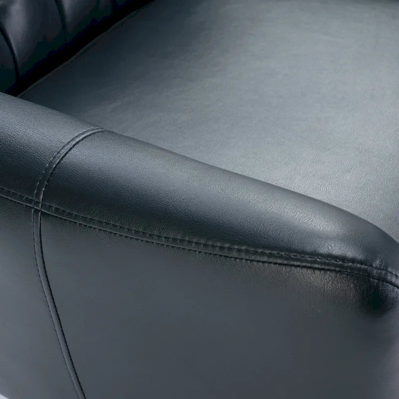 Fauteuil pivotant capitonné en similicuir