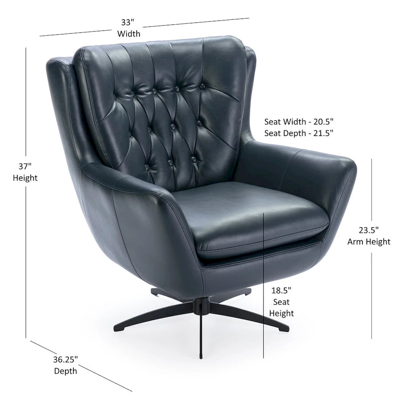 Fauteuil pivotant capitonné en similicuir