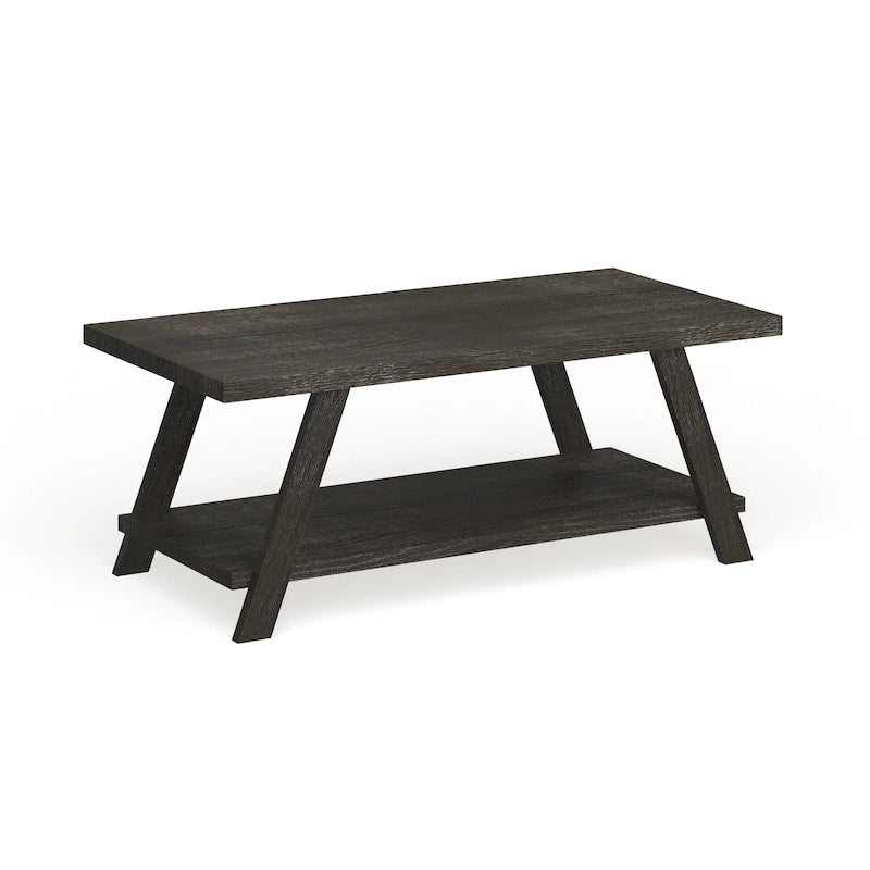Table basse contemporaine en bois répliqué avec étagère
