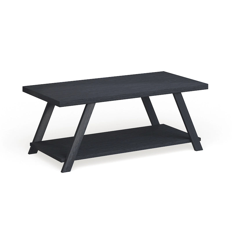 Table basse contemporaine en bois répliqué avec étagère