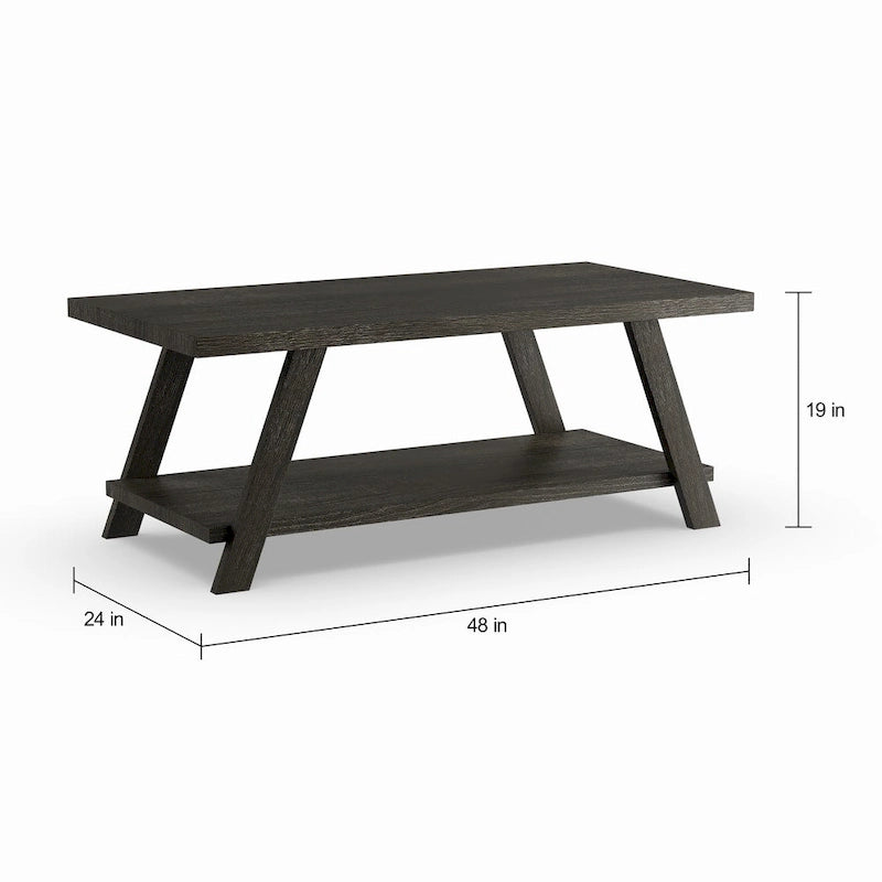 Table basse contemporaine en bois répliqué avec étagère