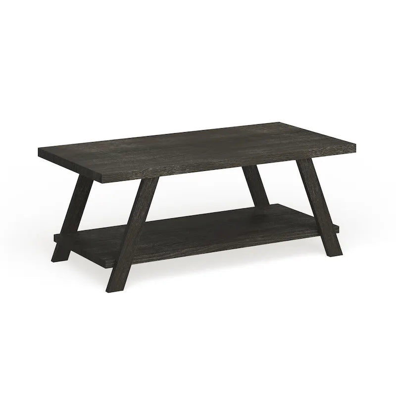 Table basse contemporaine en bois répliqué avec étagère