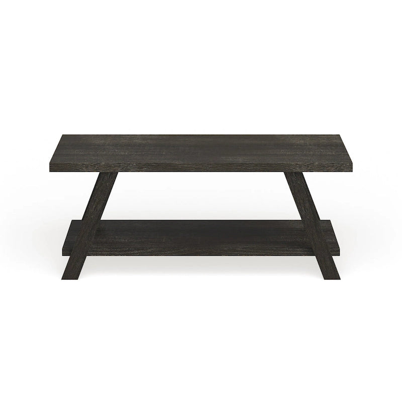 Table basse contemporaine en bois répliqué avec étagère